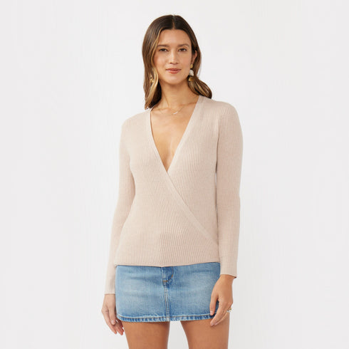 Waffle Knit Long Sleeve Wrap Cardigan